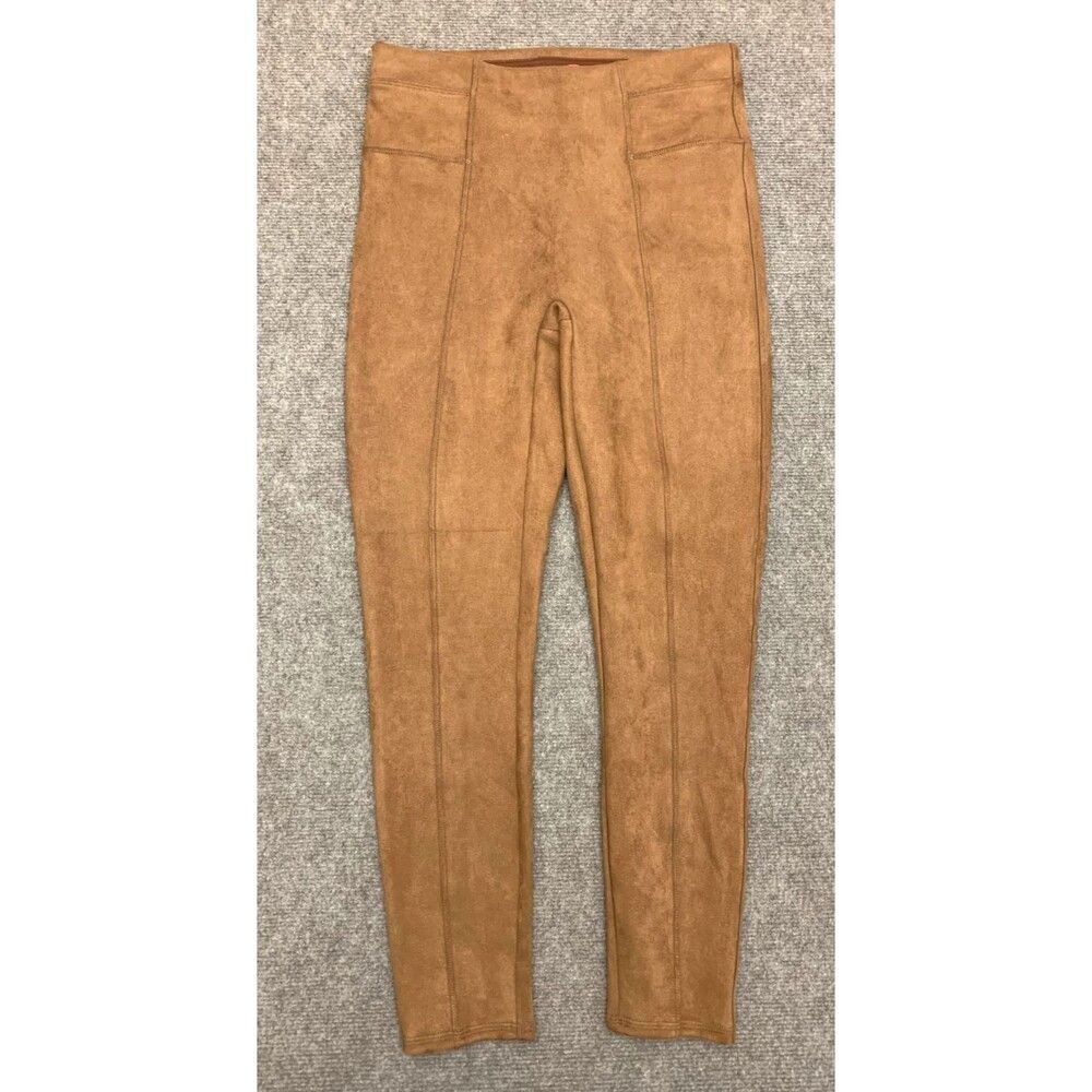 Spanx Leggings Womens M Petite Faux Suede Rich Caramel Brown
